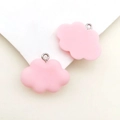 Zwei süße rosa Wolkenanhänger aus Harz mit Metallschlaufe für DIY-Schlüsselanhänger - 1 Stück Rosa Harzwolke / 19x24mm