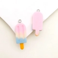 Anhänger aus Harz in Form von Eis am Stiel in Rosa und Farbverlauf für DIY Schmuck - 1 Stück Rosa Harzeis / 11x32mm