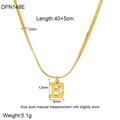 Detailed size chart for 18K gold-plated flat snake chain with letter E pendant - Style E (DFN148E)