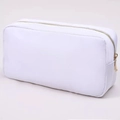 Portable white nylon makeup bag with gold zipper for travel and cosmetics storage - M: 24*5*12.5cm / White