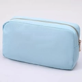 Light blue nylon makeup bag with premium gold zipper for travel and organization - M: 24*5*12.5cm / Light Blue
