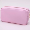 Pink waterproof nylon cosmetic bag with large capacity and elegant gold zipper closure - Light Pink