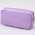 Large purple nylon makeup bag with premium gold zipper closure for travel storage - Light Purple