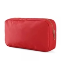 Large capacity red nylon makeup bag with premium gold zipper for travel organization - Red