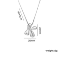 Puffy silver 18K white gold plated titanium steel letter K pendant necklace - Letter K (Silver)