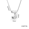 Polished silver titanium steel bubble letter J pendant necklace with box chain - Letter J (Silver)