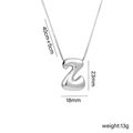 Silver puffy letter Z bubble pendant necklace in polished titanium steel for women - Letter Z (Silver)