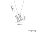 Puffy silver 3D balloon letter H pendant necklace in polished titanium steel - Letter H (Silver)