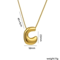 Golden 18k titanium steel balloon bubble alphabet C pendant necklace with dimensions - C Gold