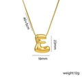 Detailed dimensions of 18k gold plated bubble letter E pendant necklace for women - E Gold