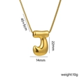 Polished 18k gold plated titanium steel balloon letter J pendant necklace for women - J Gold
