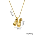 18k gold plated bubble letter N pendant necklace with polished finish and dimensions - N Gold