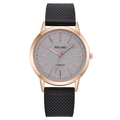 Reloj Yolako cuarzo mujer con caja oro rosa, esfera plateada brillante y correa negra - Negro