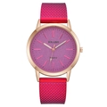 Reloj YOLAKO para mujer con esfera de purpurina púrpura y correa de malla roja - Rosa