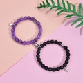 Set bracciali magnetici per coppia con chiusura a cuore e ciondoli a stella in pietra - Pietra Opaca + Bracciale in Giada Viola