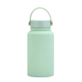 Mint green matte stainless steel sports water bottle with portable handle 650ml - Pale Green
