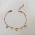 Bracelet En Perles De Zircon Doré