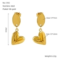 18K gold plated stainless steel heart earrings with LOVE engraving in a golden finish - Gold (ZE1392G)