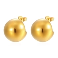 Polierte 18K vergoldete Edelstahl Kugelohrstecker für Damen mit glänzendem Spiegeleffekt - Polierte Kugel / Gold