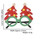Red glitter Christmas tree party glasses with yellow polka dots and gold stars - Red Christmas Tree Green Frame Glasses