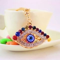 Portachiavi Evil Eye dorato con strass colorati vivaci e cristalli brillanti di lusso - Oro