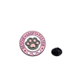 Enamel rescue adopt foster pet paw badge pin with black butterfly clasp on white background - Rescue Adopt Foster Round Badge