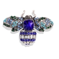 Exquisite silver-colored bee brooch featuring vibrant blue and green crystal rhinestones - YNCP3345 Blue Bee / Silver