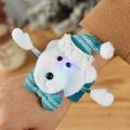 Close-up of glowing plush bear snap bracelet with LED light for Christmas gift - Sequin Glowing Bear
