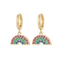 Rainbow hoop earrings with multi-color zircon pavé setting in gold-plated copper - Style 8 (Rainbow)