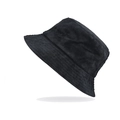 Dettaglio ravvicinato della trama in velluto a coste nero di un cappello pescatore - Regolabile / Nero (Velluto a Coste Double Face Nero)