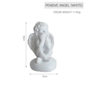 Figura de ángel blanco de resina sentado sosteniendo su cara, altura 8cm, peso 140g - Ángel con las manos en la cara (Blanco)