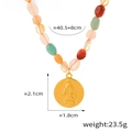 Bohemian style colorful natural stone beaded titanium steel gold plated charm necklace. - P1688-gold