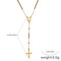 Gold plated rosary necklace with Virgin Mary medal and cross pendant 51cm length - Style P1927 / Gold