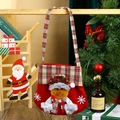 Christmas gift bag with festive plaid handles and a cute 3D elk character on red felt - New Handbag Reindeer