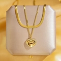 Tsh1134 Collier Double Chaîne Lettre Cœur Or
