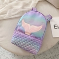 Purple laser mermaid backpack with fish tail embroidery and quilted scale pattern - Purple