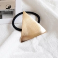 Chic geometric golden triangle hair tie with brushed metal finish on black elastic band - Metal / Triangle Gold