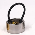 Silver alloy ponytail cuff with elastic hair tie for elegant women styling - Gun Black