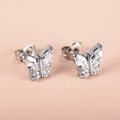 E0022s Steel Color Butterfly Earrings