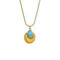Minimalistische gouden slangenketting met een druppelvormige turkoois hanger - Turkoois