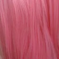 Long straight synthetic pink wig with air bangs and smooth vertical fiber texture - Light Pink
