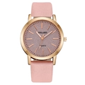 Modische Roségold Quarzuhr mit sternenrosa mattem Zifferblatt und Lederarmband - Rosa