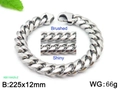 Men's 12mm wide titanium steel Cuban link bracelet with a brushed and shiny finish - 225*12mm(KB116427-Z) / Steel