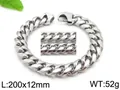 Men's titanium steel heavy cobra chain bracelet in silver with brushed and shiny finishes - 200*12mm(KB116427-Z) / Steel