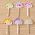 Set di sei ciondoli a lecca-lecca arcobaleno in resina con glitter e anelli in metallo - 10 pezzi/Confezione / Multicolore