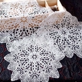 White round hollow lace coaster with floral embroidery for elegant table decoration - 15CM / Poppy