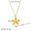 Minimalist 18k gold stainless steel flower necklace with polished five-petal pendant - Gold Flower Necklace Style (TN3332)