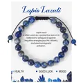 Lapis Lazuli Naturstein Armband mit verstellbarem schwarzen Webseil auf einer Displaykarte - Lapislazuli Armband