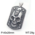 Colgante calavera gótica de acero inoxidable retro con medidas de 40x26mm - Dog Tag Calavera Mecánica Textura Puntos Acero (KP130526-TGX)