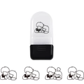 Detail van een rolstempel met cartoon paar motief en zwarte inkt afdruk op wit - Liefdesseizoen